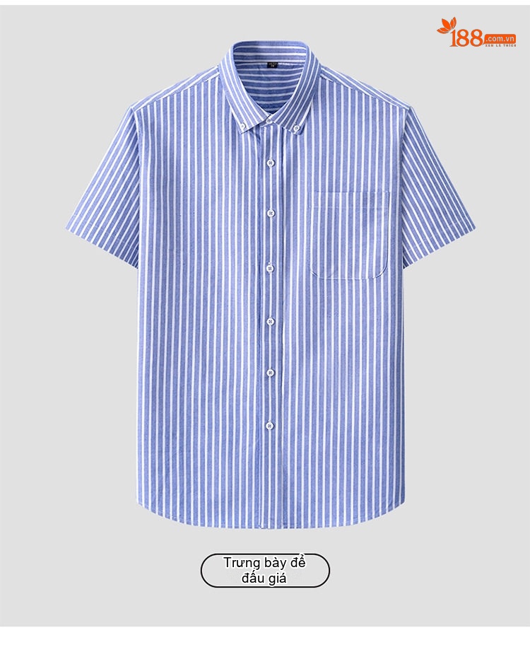 Áo Sơ Mi Ngắn Tay Nam Cotton Oxford Sọc Caro Thanh Lịch Màu Xanh Dương, Xanh Lá, Xám chi tiết 31