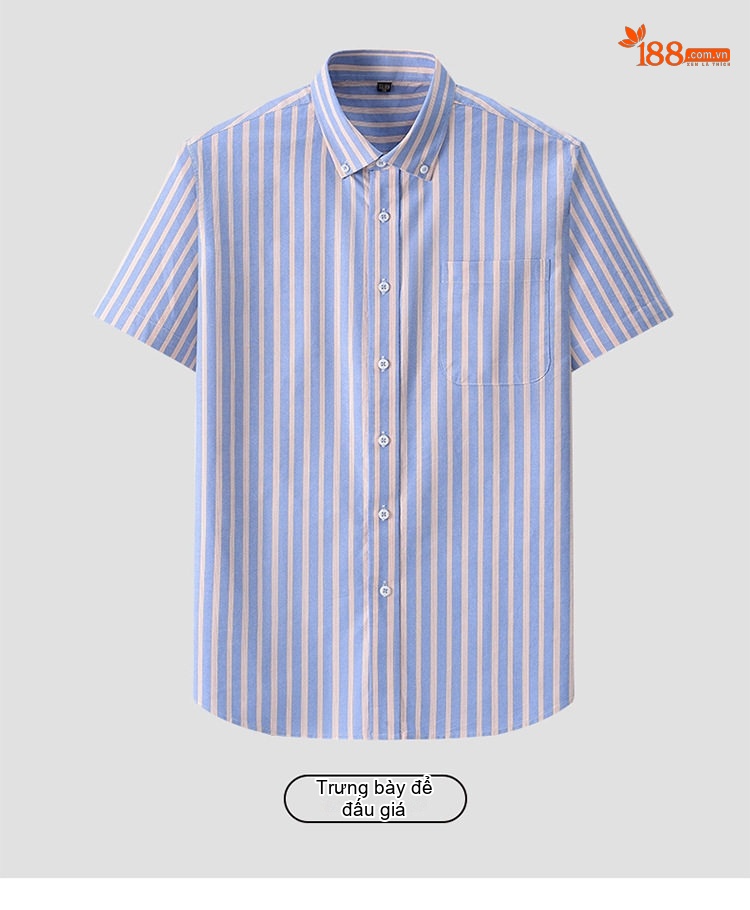 Áo Sơ Mi Ngắn Tay Nam Cotton Oxford Sọc Caro Thanh Lịch Màu Xanh Dương, Xanh Lá, Xám chi tiết 34