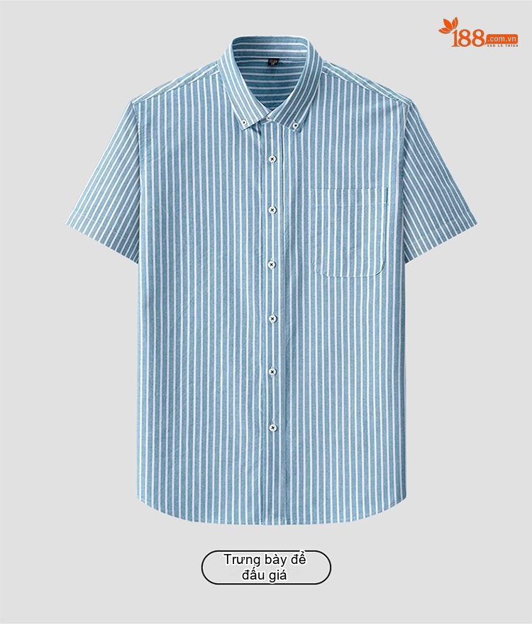 Áo Sơ Mi Ngắn Tay Nam Cotton Oxford Sọc Caro Thanh Lịch Màu Xanh Dương, Xanh Lá, Xám chi tiết 28