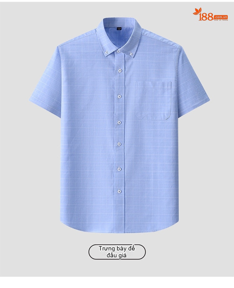 Áo Sơ Mi Ngắn Tay Nam Cotton Oxford Sọc Caro Thanh Lịch Màu Xanh Dương, Xanh Lá, Xám chi tiết 37