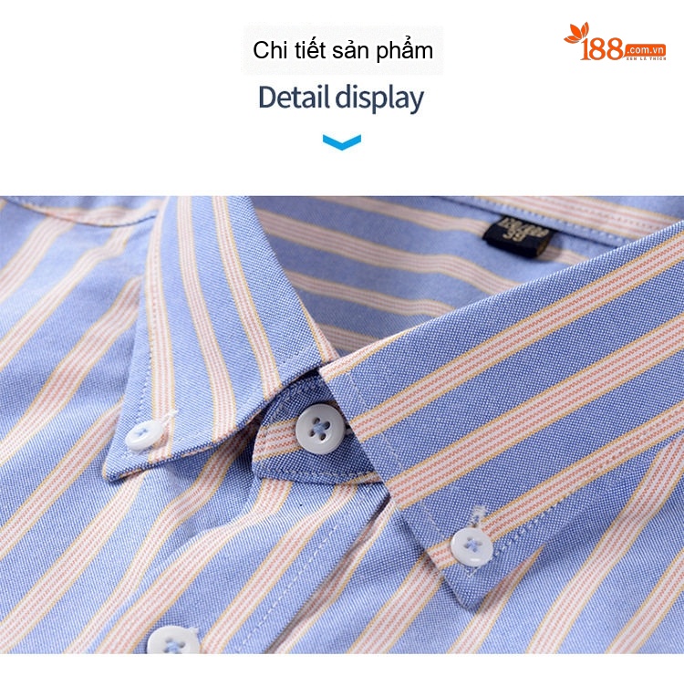 Áo Sơ Mi Ngắn Tay Nam Cotton Oxford Sọc Caro Thanh Lịch Màu Xanh Dương, Xanh Lá, Xám chi tiết 42