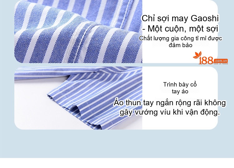 Áo Sơ Mi Ngắn Tay Nam Cotton Oxford Sọc Caro Thanh Lịch Màu Xanh Dương, Xanh Lá, Xám chi tiết 19