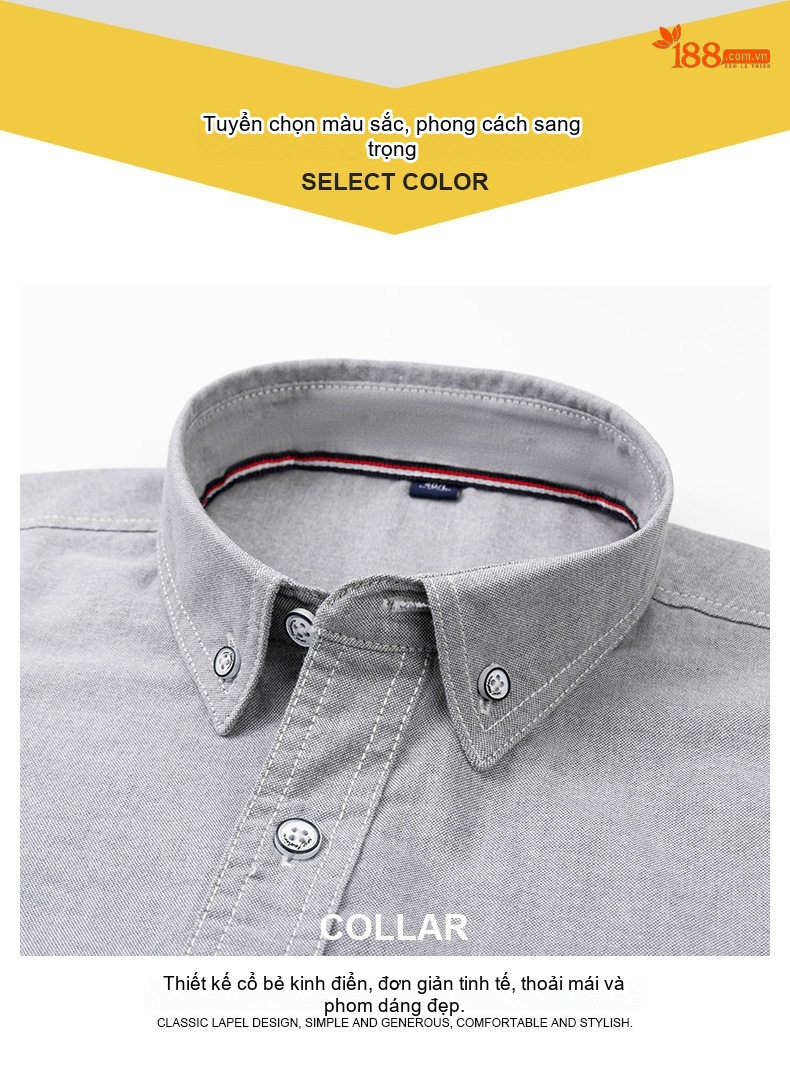 Áo Sơ Mi Ngắn Tay Nam Cotton Thoáng Khí Màu Trắng, Xanh Da Trời, Xám, Hồng... chi tiết 14
