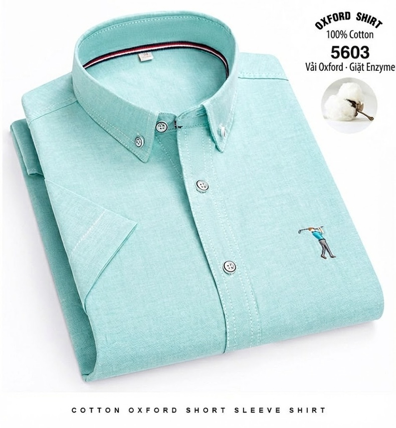 Áo Sơ Mi Ngắn Tay Nam Cotton Thoáng Khí Màu Trắng, Xanh Da Trời, Xám, Hồng... chi tiết 22
