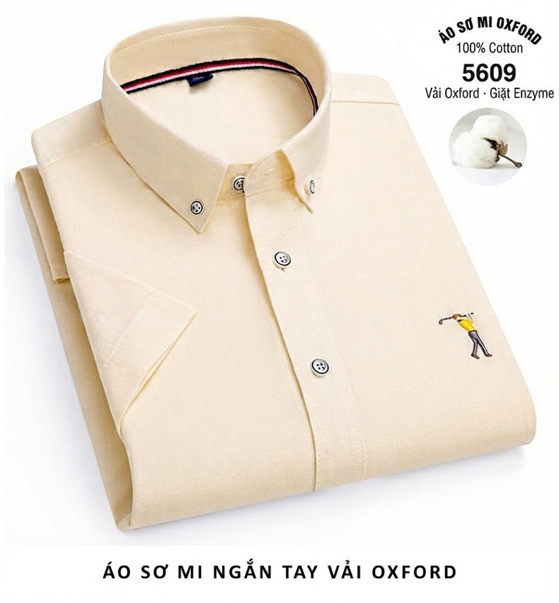 Áo Sơ Mi Ngắn Tay Nam Cotton Thoáng Khí Màu Trắng, Xanh Da Trời, Xám, Hồng... chi tiết 27