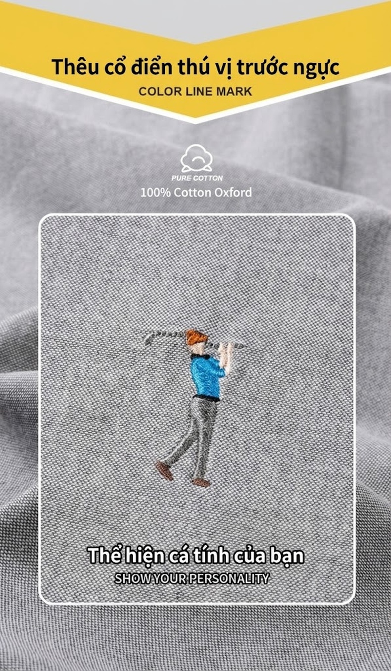 Áo Sơ Mi Ngắn Tay Nam Cotton Thoáng Khí Màu Trắng, Xanh Da Trời, Xám, Hồng... chi tiết 3