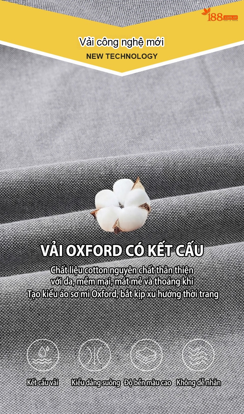Áo Sơ Mi Ngắn Tay Nam Cotton Thoáng Khí Màu Trắng, Xanh Da Trời, Xám, Hồng... chi tiết 4