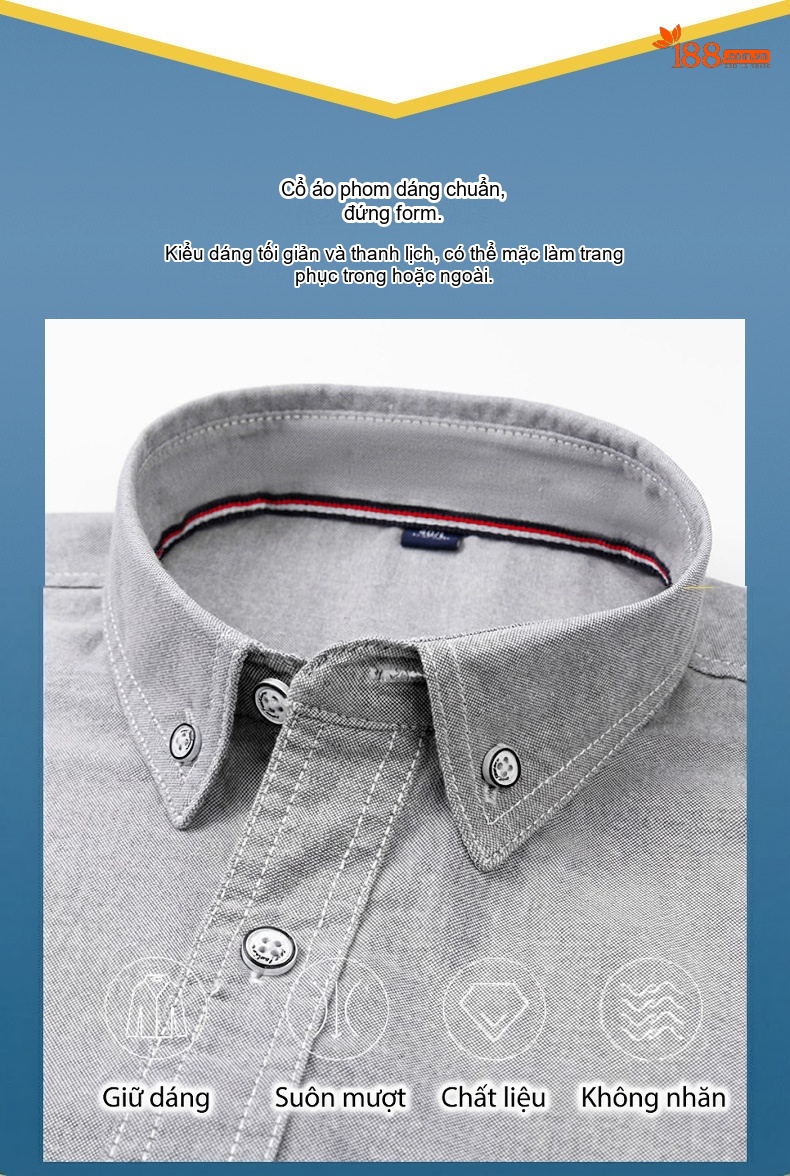Áo Sơ Mi Ngắn Tay Nam Cotton Thoáng Khí Màu Trắng, Xanh Da Trời, Xám, Hồng... chi tiết 7