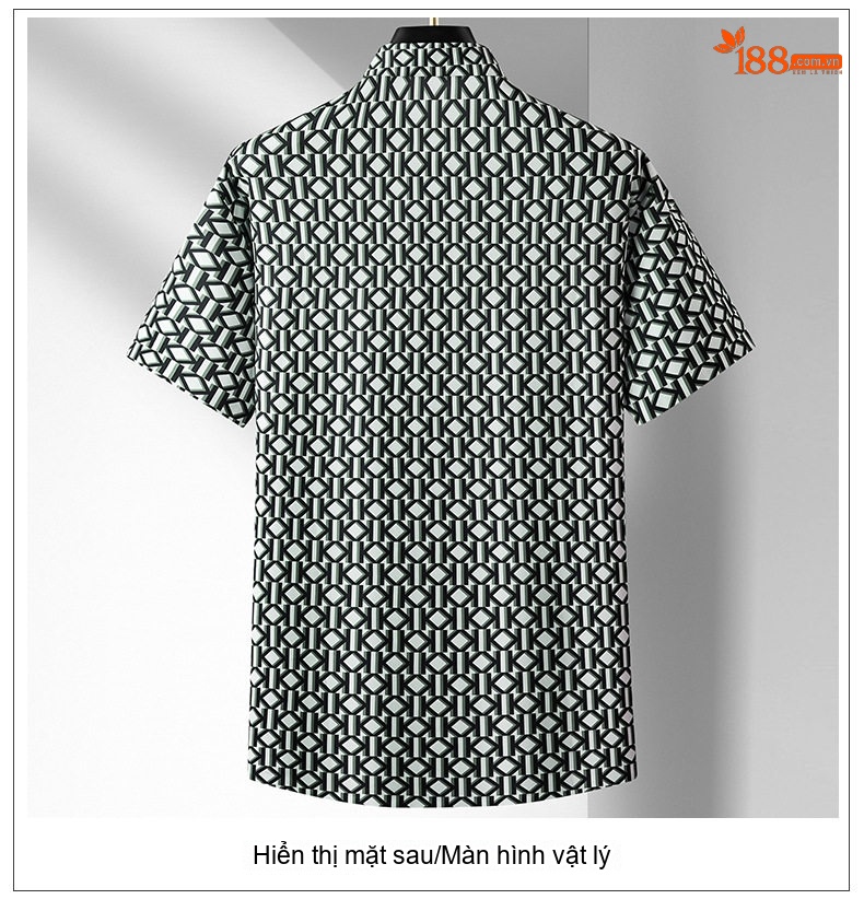 Áo Sơ Mi Ngắn Tay Nam Họa Tiết Mỏng Mát Thoáng Khí Phong Cách Casual Màu Xanh, Nâu, Trắng... chi tiết 12