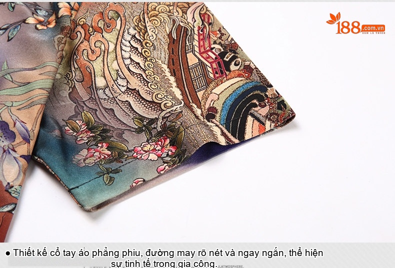 Áo Sơ Mi Ngắn Tay Nam Hoa Văn Co Giãn Lụa Băng In Họa Tiết Trung Niên Dáng Rộng Màu Be, Đỏ, Nâu, Đen... chi tiết 15