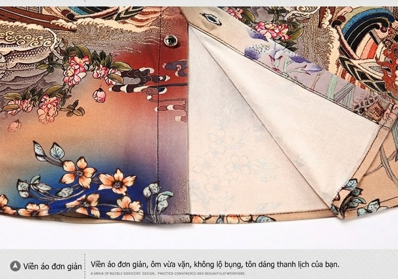 Áo Sơ Mi Ngắn Tay Nam Hoa Văn Co Giãn Lụa Băng In Họa Tiết Trung Niên Dáng Rộng Màu Be, Đỏ, Nâu, Đen... chi tiết 16