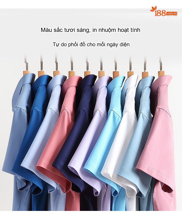 Áo Sơ Mi Ngắn Tay Nam Sợi Tre Công Sở, Đi Chơi Màu Xanh Dương, Trắng, Đỏ, Tím... chi tiết 6