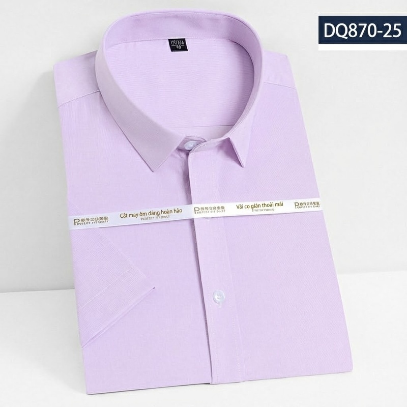 Áo Sơ Mi Ngắn Tay Nam Vải Tre Thời Trang Công Sở Màu Trắng, Xanh Navy, Đỏ Rượu, Tím...