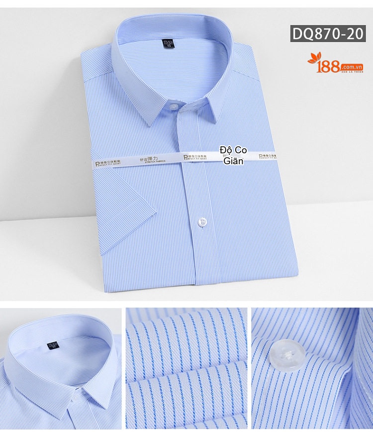 Áo Sơ Mi Ngắn Tay Nam Vải Tre Thời Trang Công Sở Màu Trắng, Xanh Navy, Đỏ Rượu, Tím... chi tiết 17