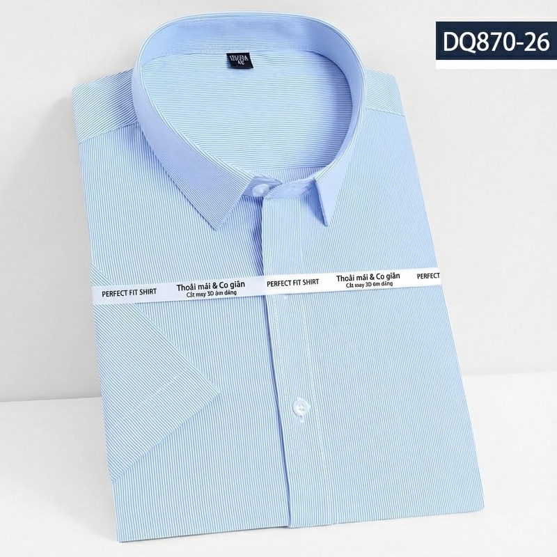 Áo Sơ Mi Ngắn Tay Nam Vải Tre Thời Trang Công Sở Màu Trắng, Xanh Navy, Đỏ Rượu, Tím...