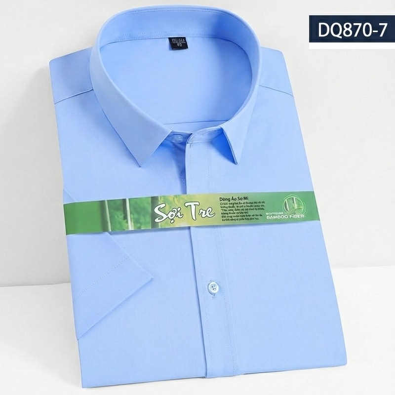 Áo Sơ Mi Ngắn Tay Nam Vải Tre Thời Trang Công Sở Màu Trắng, Xanh Navy, Đỏ Rượu, Tím...