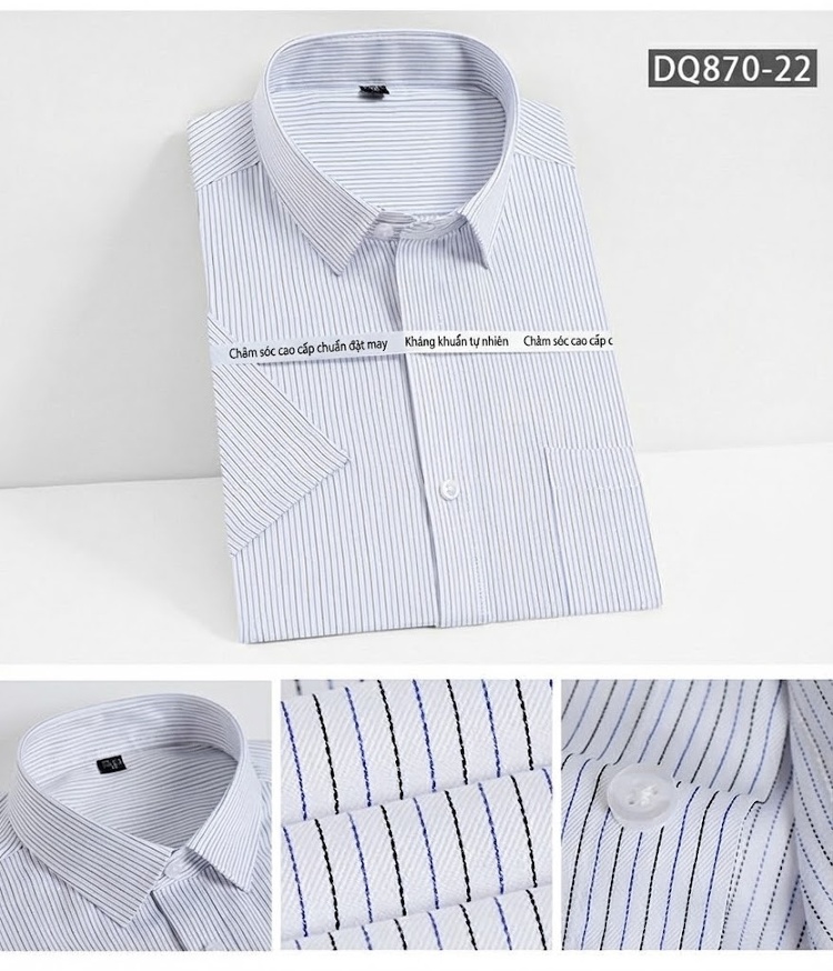 Áo Sơ Mi Ngắn Tay Nam Vải Tre Thời Trang Công Sở Màu Trắng, Xanh Navy, Đỏ Rượu, Tím... chi tiết 19