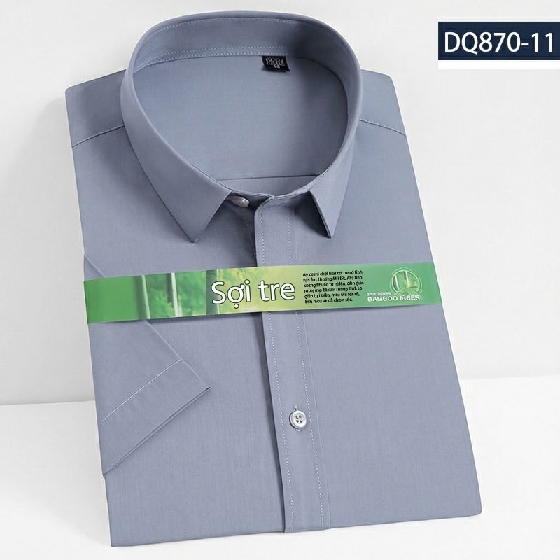 Áo Sơ Mi Ngắn Tay Nam Vải Tre Thời Trang Công Sở Màu Trắng, Xanh Navy, Đỏ Rượu, Tím...