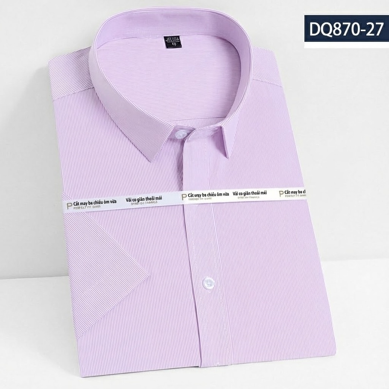 Áo Sơ Mi Ngắn Tay Nam Vải Tre Thời Trang Công Sở Màu Trắng, Xanh Navy, Đỏ Rượu, Tím...