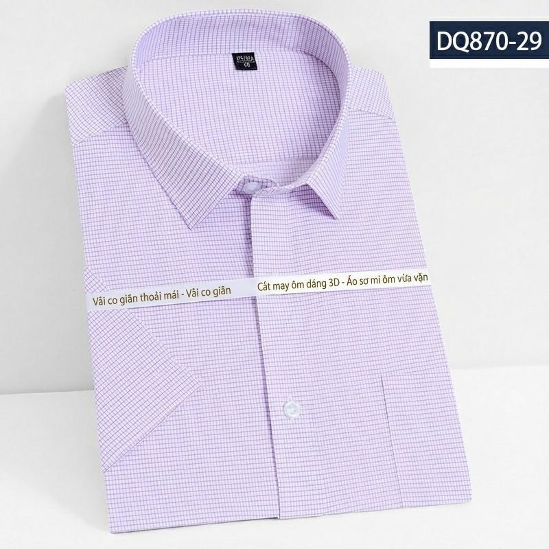 Áo Sơ Mi Ngắn Tay Nam Vải Tre Thời Trang Công Sở Màu Trắng, Xanh Navy, Đỏ Rượu, Tím...