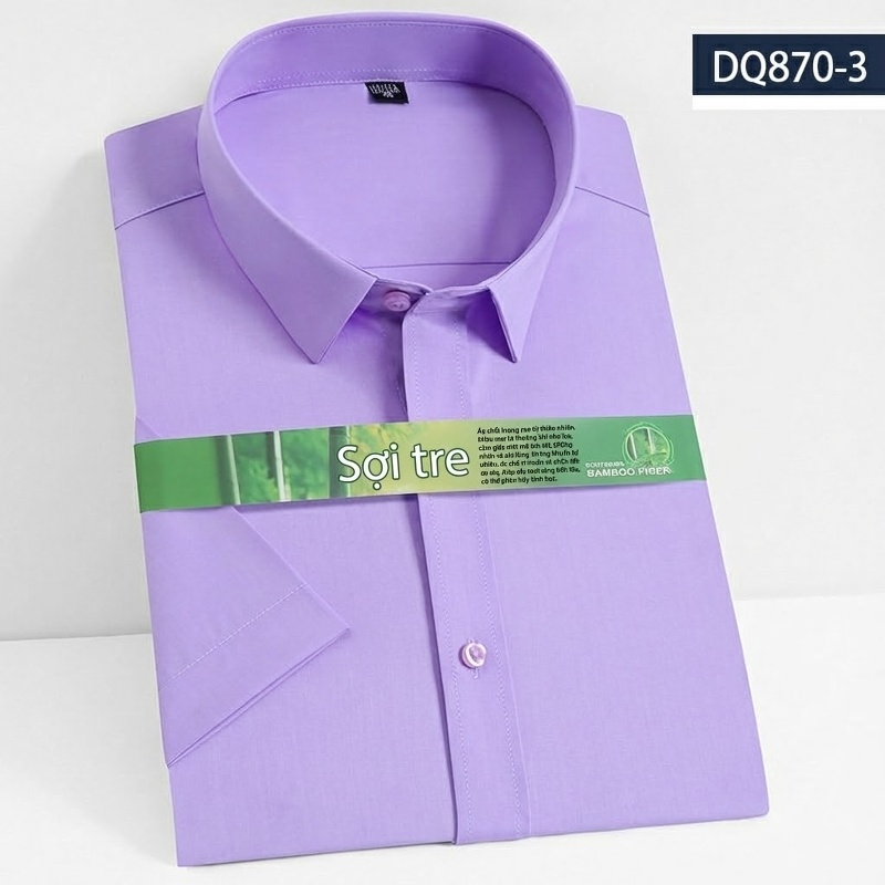 Áo Sơ Mi Ngắn Tay Nam Vải Tre Thời Trang Công Sở Màu Trắng, Xanh Navy, Đỏ Rượu, Tím...