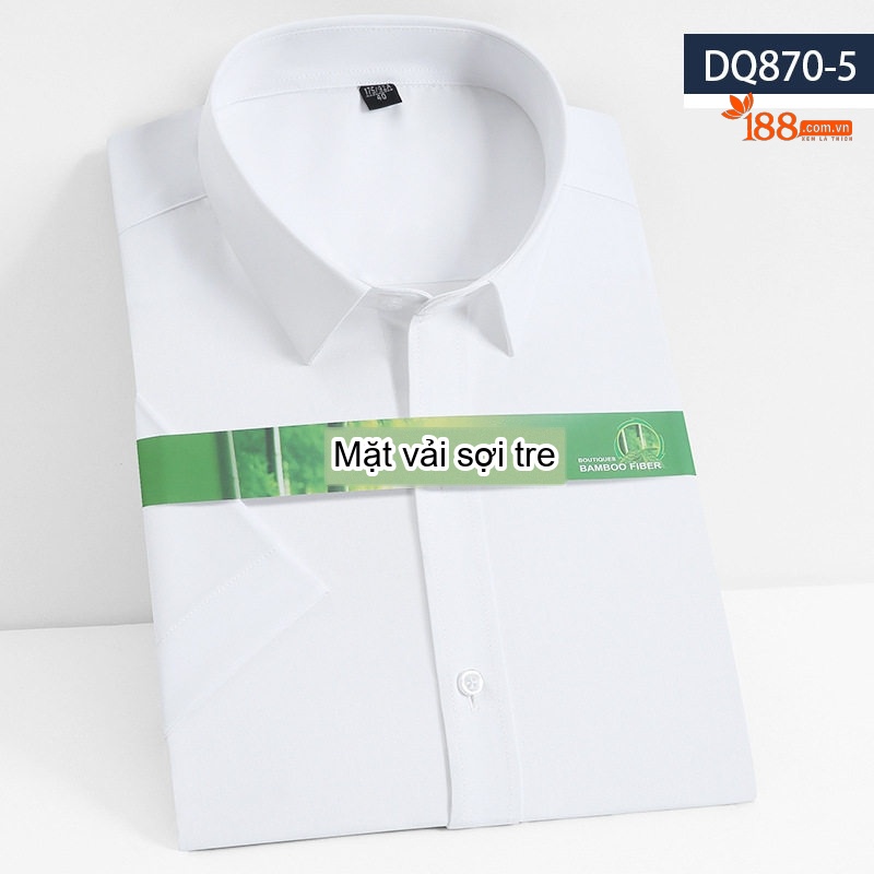 Áo Sơ Mi Ngắn Tay Nam Vải Tre Thời Trang Công Sở Màu Trắng, Xanh Navy, Đỏ Rượu, Tím...