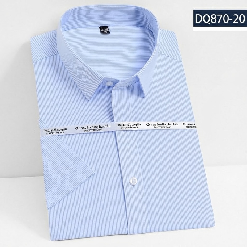 Áo Sơ Mi Ngắn Tay Nam Vải Tre Thời Trang Công Sở Màu Trắng, Xanh Navy, Đỏ Rượu, Tím...