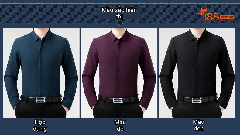 Áo Sơ Mi Nhung Dài Tay Nam Lót Lông Cừu Dày Dặn Màu Đen, Xanh Navy, Tím chi tiết 4