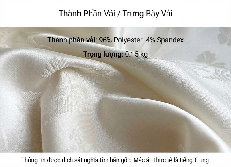 Áo Sơ Mi Nữ Tay Dài Cổ Tàu Khuy Cài Cách Tân Phong Cách Trung Hoa Họa Tiết Thêu Màu Trắng chi tiết 3