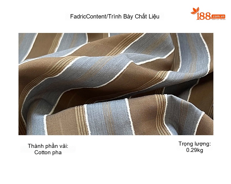 Áo Sơ Mi Nữ Tay Dài Họa Tiết Sọc Vintage Màu Xanh, Nâu chi tiết 3