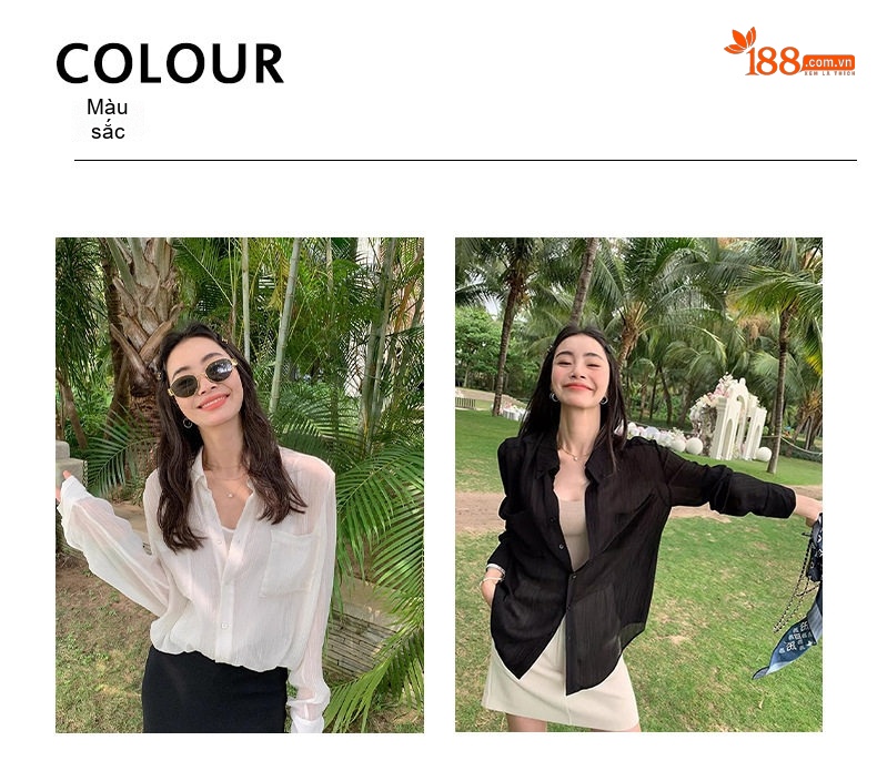 Áo Sơ Mi Polo Nữ Mỏng Nhẹ Chống Nắng Dáng Rộng Màu Trắng chi tiết 5