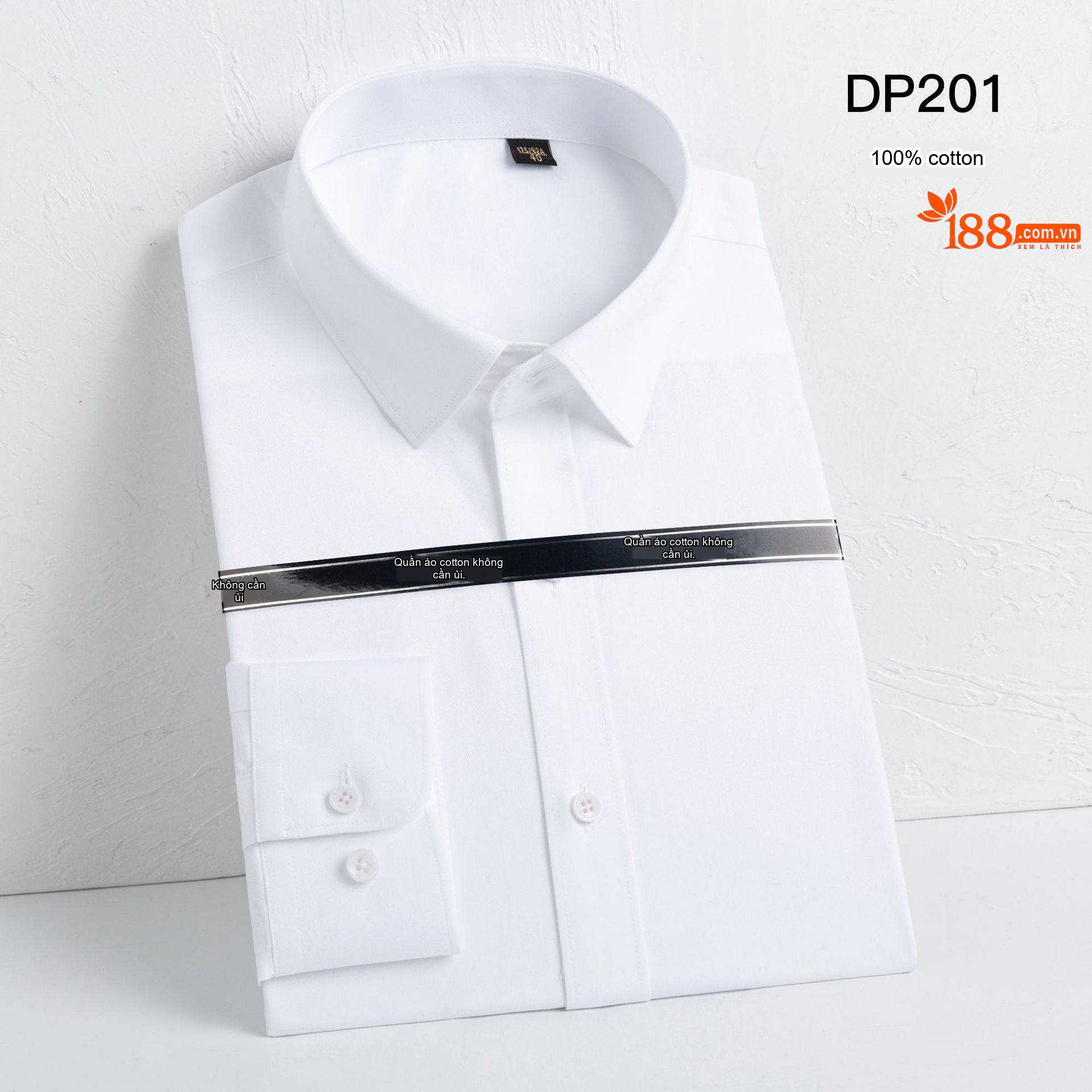 Áo Sơ Mi Tay Dài Nam Cotton 80s Chống Nhăn Cổ chữ Vuông Màu Xanh Sọc, Trắng, Xanh Dương