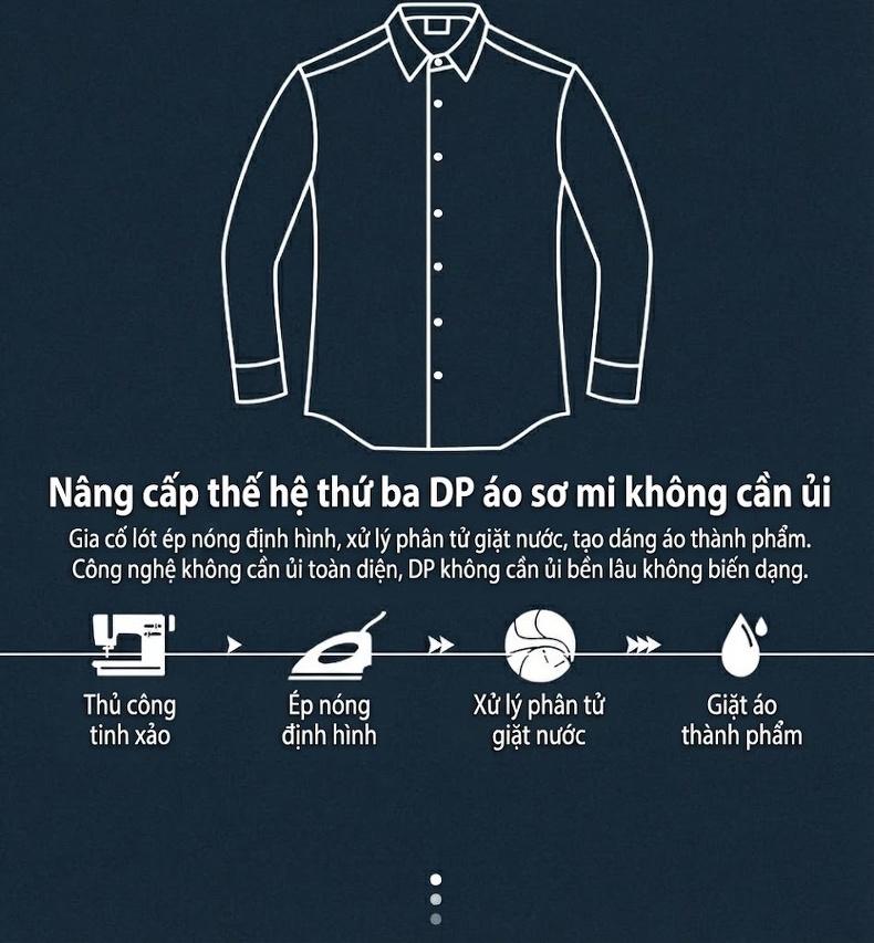 Áo Sơ Mi Tay Dài Nam Cotton 80s Chống Nhăn Cổ chữ Vuông Màu Xanh Sọc, Trắng, Xanh Dương chi tiết 6