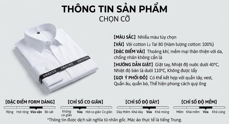 Áo Sơ Mi Tay Dài Nam Cotton 80s Chống Nhăn Cổ chữ Vuông Màu Xanh Sọc, Trắng, Xanh Dương chi tiết 9