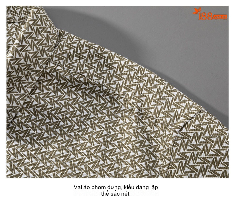 Áo Sơ Mi Tay Dài Nam Cotton Chống Nhăn In Họa Tiết Dáng Ôm Vừa Vặn Màu Xám chi tiết 16