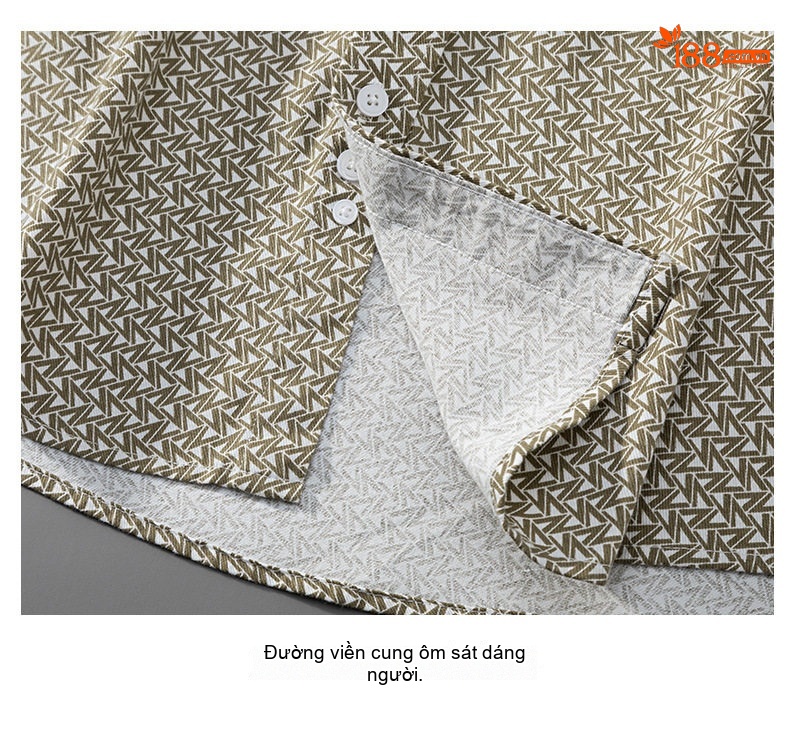Áo Sơ Mi Tay Dài Nam Cotton Chống Nhăn In Họa Tiết Dáng Ôm Vừa Vặn Màu Xám chi tiết 19