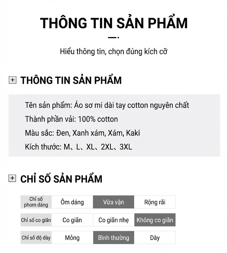 Áo Sơ Mi Tay Dài Nam Cotton Dáng Rộng Giặt Nước Màu Đen, Xám, Xanh, Nâu chi tiết 8