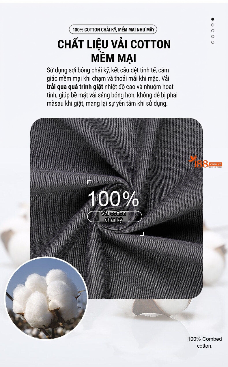 Áo Sơ Mi Tay Dài Nam Cotton Dáng Rộng Giặt Nước Màu Đen, Xám, Xanh, Nâu chi tiết 4