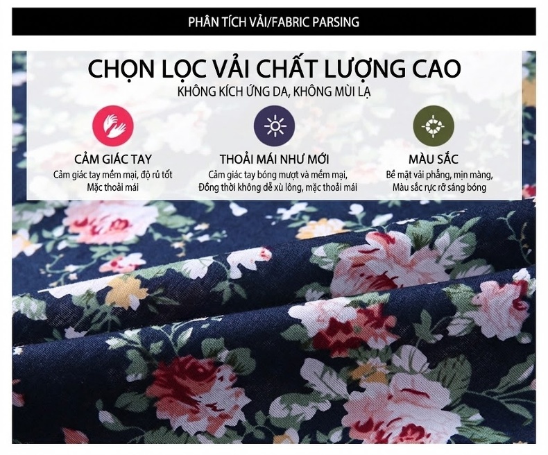 Áo Sơ Mi Tay Dài Nam Cotton Họa Tiết Hoa Mỏng Nhẹ Thoáng Mát Màu Đen, Xanh Navy, Xanh... chi tiết 2