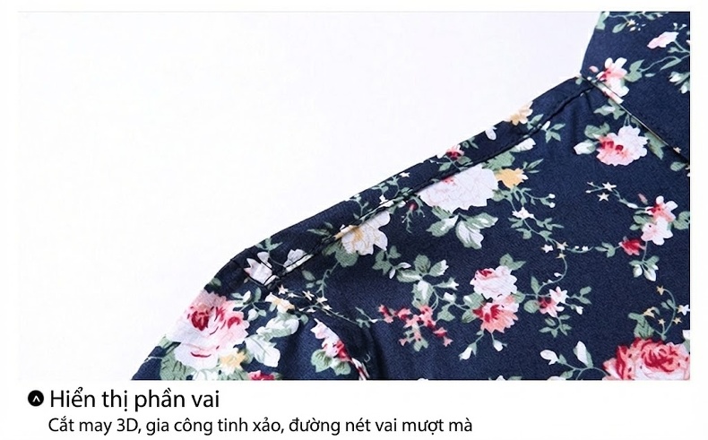 Áo Sơ Mi Tay Dài Nam Cotton Họa Tiết Hoa Mỏng Nhẹ Thoáng Mát Màu Đen, Xanh Navy, Xanh... chi tiết 27
