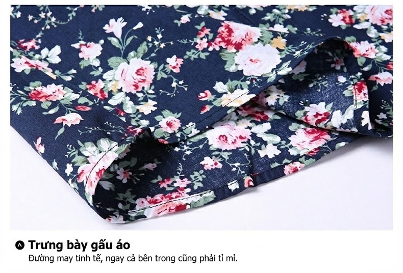 Áo Sơ Mi Tay Dài Nam Cotton Họa Tiết Hoa Mỏng Nhẹ Thoáng Mát Màu Đen, Xanh Navy, Xanh... chi tiết 29