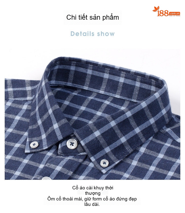 Áo Sơ Mi Tay Dài Nam Cotton Kẻ Caro Mài Lông Phong Cách Công Sở chi tiết 32