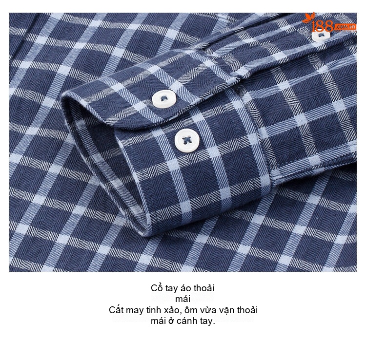 Áo Sơ Mi Tay Dài Nam Cotton Kẻ Caro Mài Lông Phong Cách Công Sở chi tiết 34