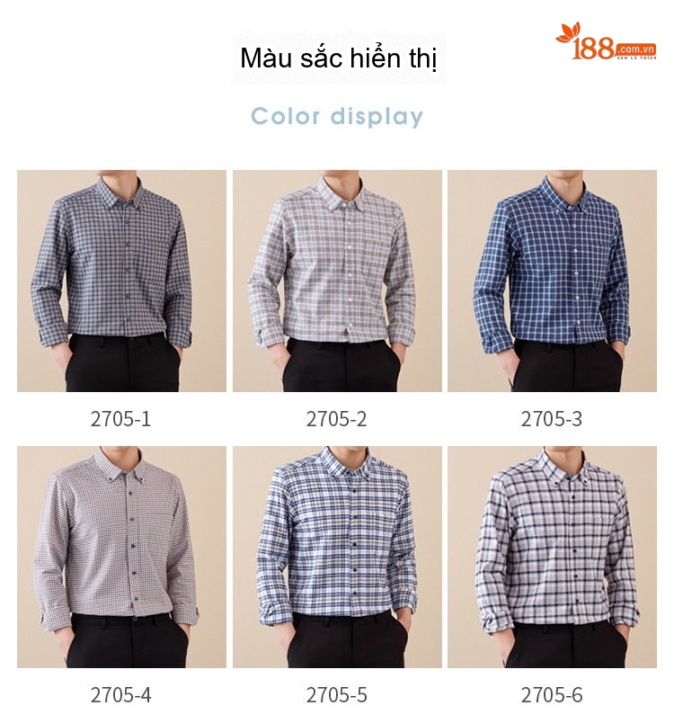 Áo Sơ Mi Tay Dài Nam Cotton Kẻ Caro Mài Lông Phong Cách Công Sở chi tiết 15