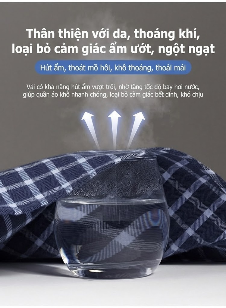 Áo Sơ Mi Tay Dài Nam Cotton Kẻ Caro Mài Lông Phong Cách Công Sở chi tiết 12