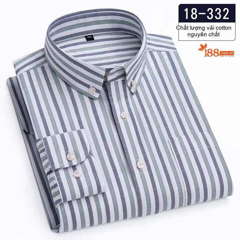 Áo Sơ Mi Tay Dài Nam Cotton Kiểu Dáng Casual Họa Tiết Kẻ Sọc Màu Xám, Xanh, Đen, Hồng...