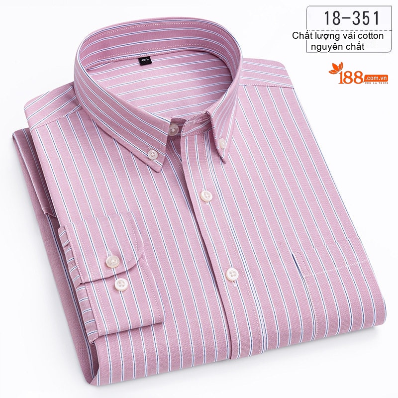 Áo Sơ Mi Tay Dài Nam Cotton Kiểu Dáng Casual Họa Tiết Kẻ Sọc Màu Xám, Xanh, Đen, Hồng...