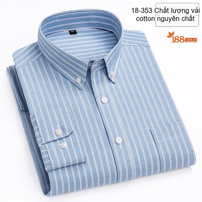 Áo Sơ Mi Tay Dài Nam Cotton Kiểu Dáng Casual Họa Tiết Kẻ Sọc Màu Xám, Xanh, Đen, Hồng...