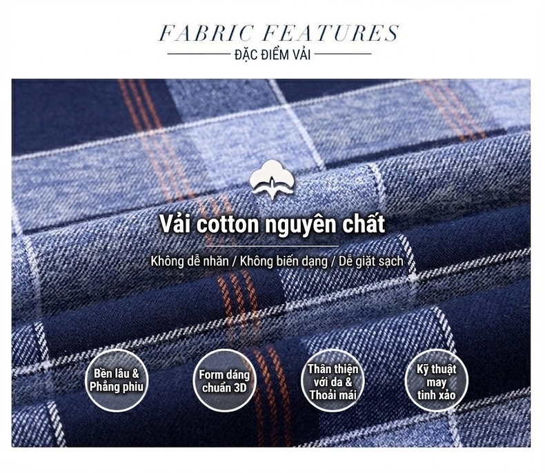 Áo Sơ Mi Tay Dài Nam Cotton Kiểu Dáng Casual Họa Tiết Kẻ Sọc Màu Xám, Xanh, Đen, Hồng... chi tiết 5