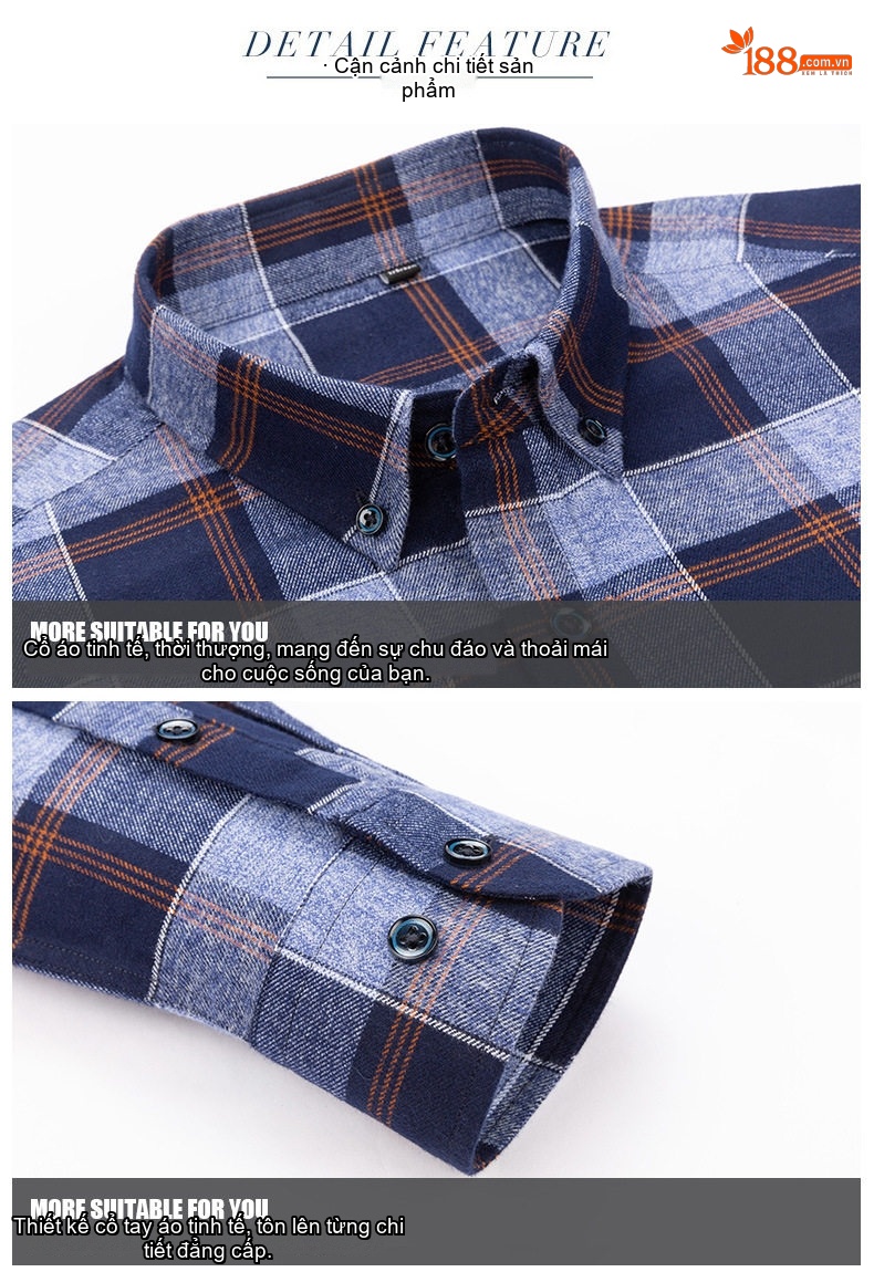 Áo Sơ Mi Tay Dài Nam Cotton Kiểu Dáng Casual Họa Tiết Kẻ Sọc Màu Xám, Xanh, Đen, Hồng... chi tiết 6